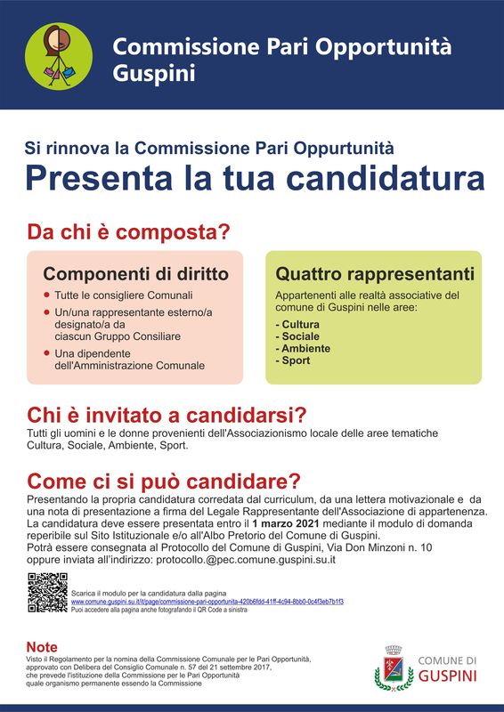 Commissione Pari Opportunità: avviso pubblico per la ...